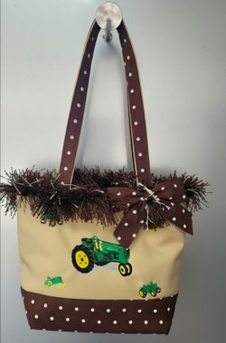 Tractor Embroidered Canvas Tote Bag
