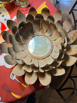 3D lotus metal petals flower wall art mirror