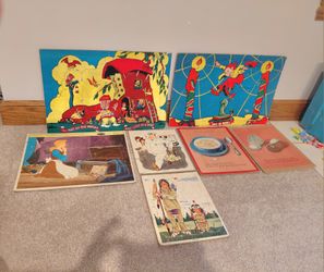 Vintage heavy duty thick Kids puzzles 1950s/1960s
$1 each.