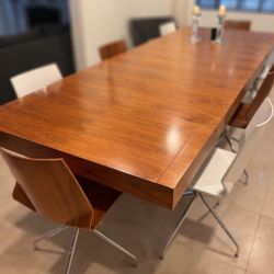 Modern Wood Dining Table + Chairs — Expands & Folds | 120” x 43”