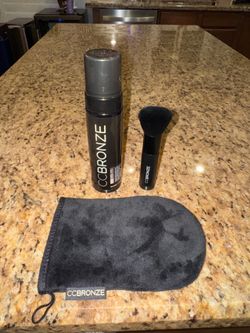 CCBronze 1 hour express self tan mousse with tanning mitt and facial brush
