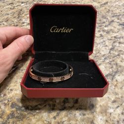 Cartier LOVE Bracelet 18K Rose Gold Medium Model Paved 17 cm