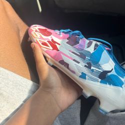 Adidas x bape Soccer Cleats Pink Blue Camo