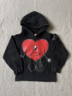 Bad Bunny Graphic Heart Hoodie – Kids Small