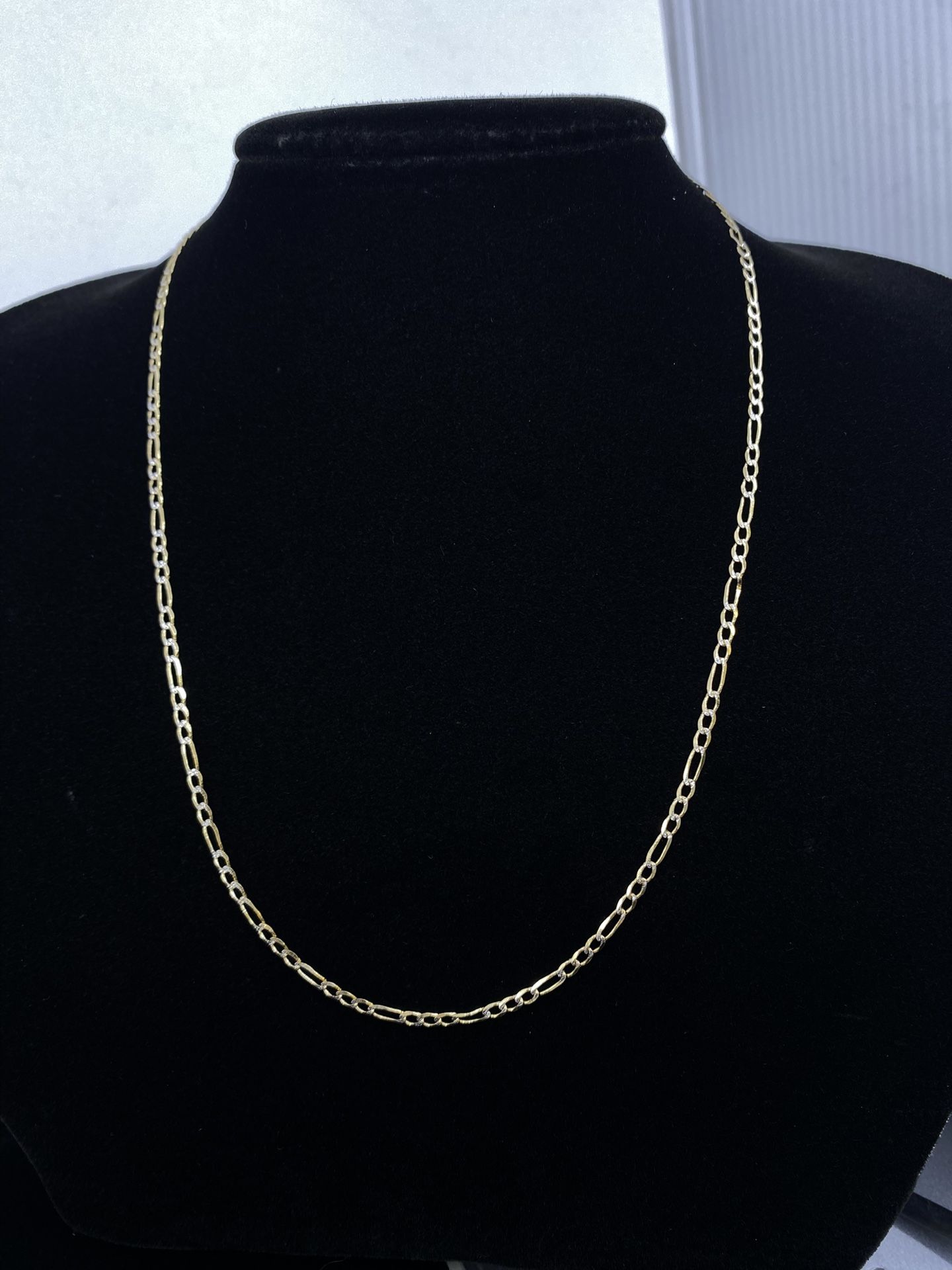 $500 Two Tone Gold Figaro Link Chain Necklace