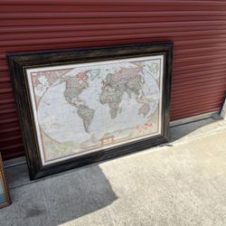 Framed National Grographic World Map 