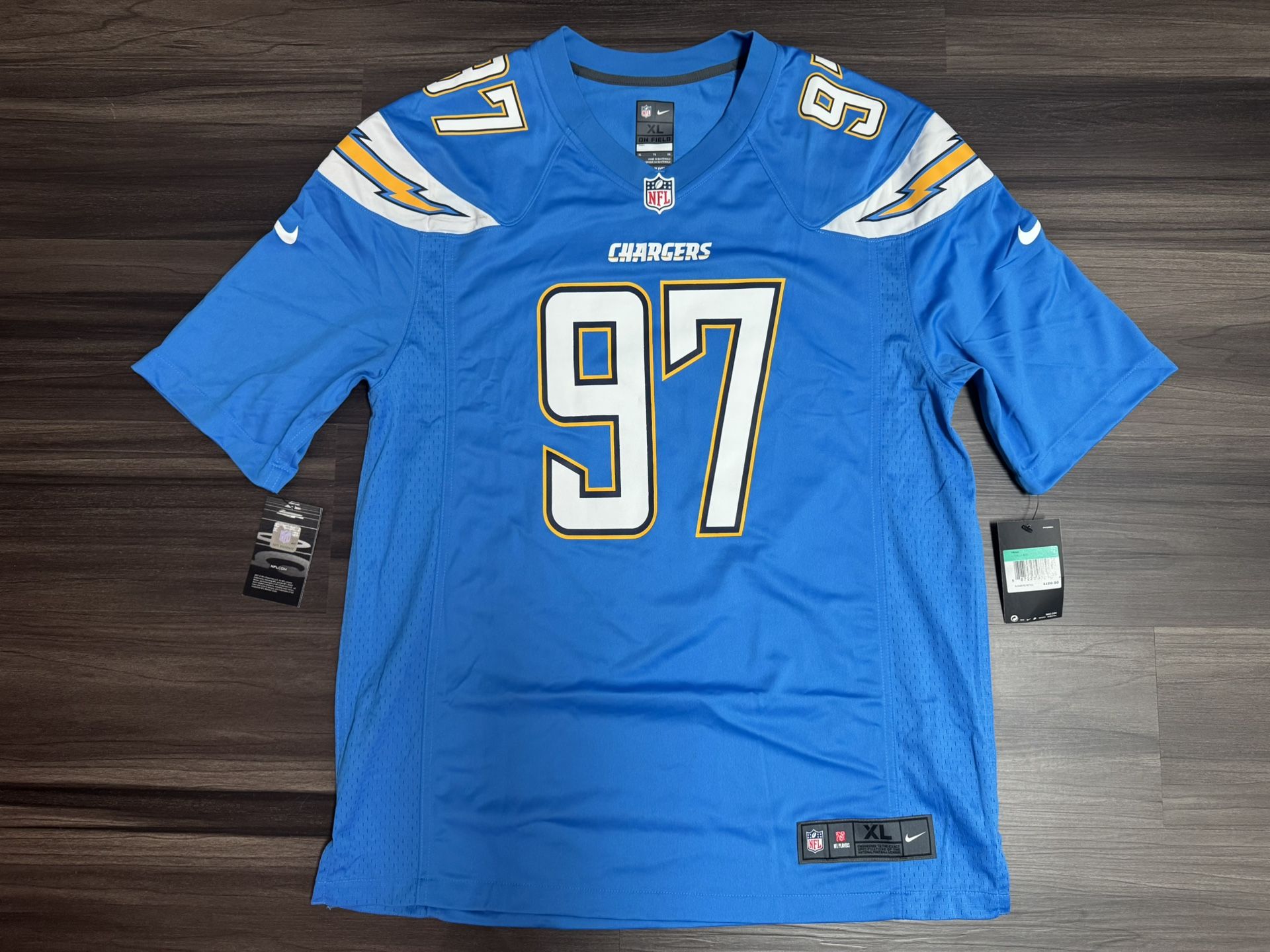 Nike Los Angeles Chargers Joey Bosa #97 NFL On Field Game Home Jersey Men’s XL  100% authentic. Brand new with tags MSRP $100.  This product is an off