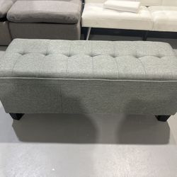 M-New 47 Inches Ottoman with Storage, Storage Bench with Legs, Ottomans for Living Room, Entryway, Adjustable & Movable, Easy Assembly, Linen Fabric L