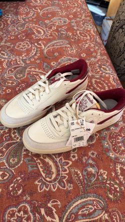 White and Burgundy Reebok Sneakers