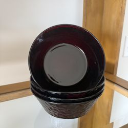 VINTAGE  RED  VERCORS  PEBBLED  TEXTURE BOWLS