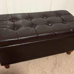 Brown Faux Leather Storage Bench
