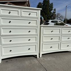 Bassett White Solid Wood Dresser Chest of Drawers Furniture Great Condition 