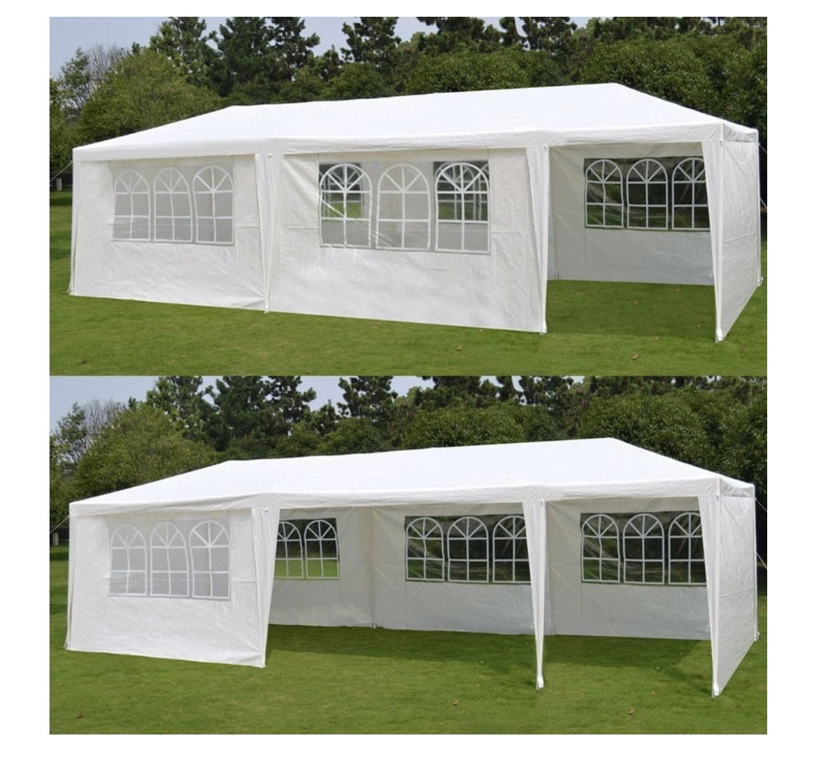 10'x 30' White Gazebo Wedding Party Tent Canopy With 6 Windows & 2 Sidewalls-8