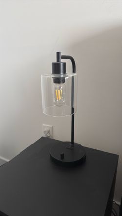 Modern Black Glass Table Lamp – Excellent Condition