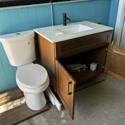 Toilet And Sink With Cabinet 