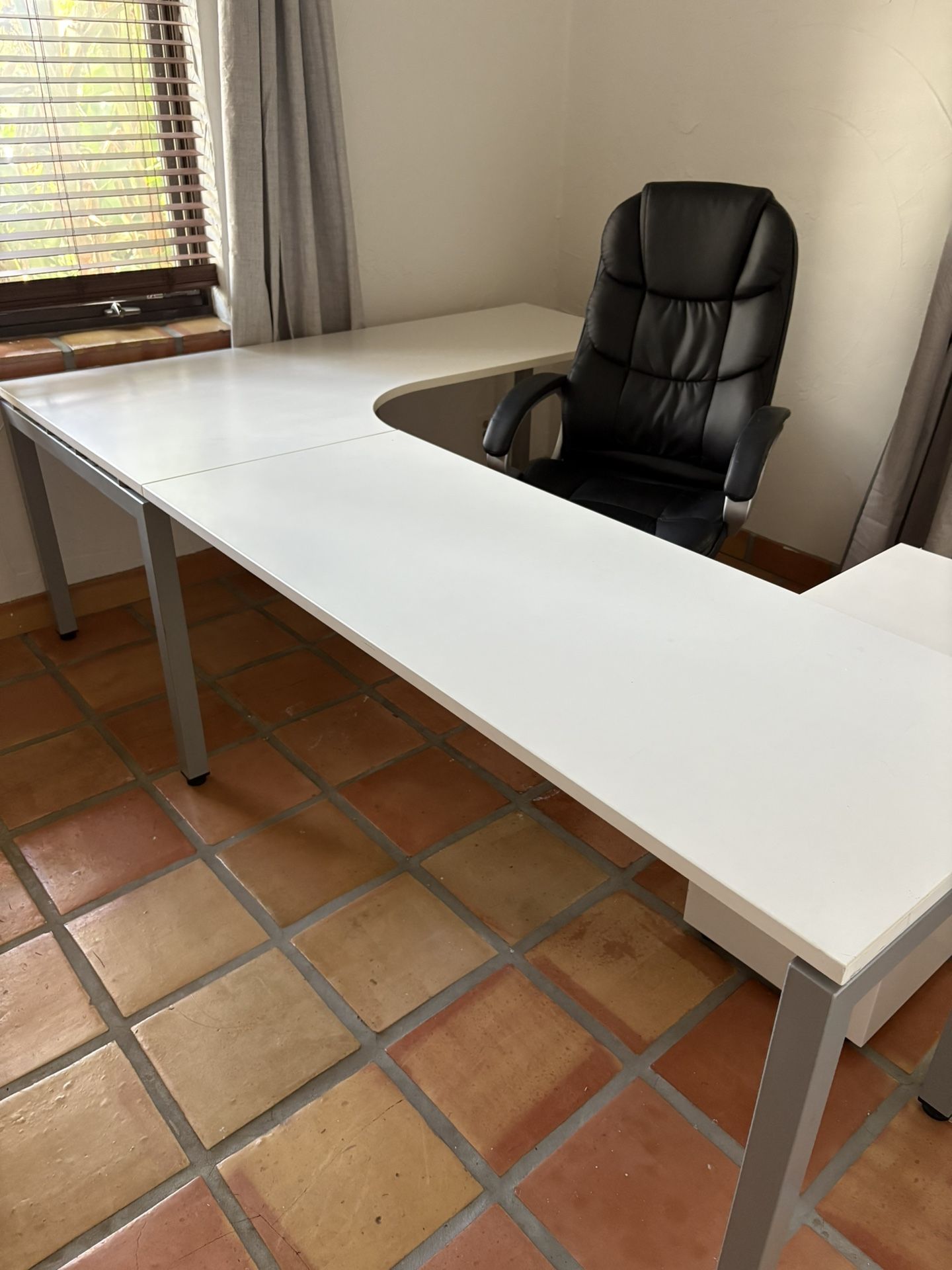 Contemporary Home/Office Furniture—Exec Chair, Hutch, L Shaped Desk, Rolling 2 Drawer Cabinet