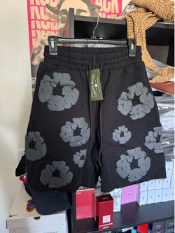 Denim Tears Cotton Wreath Sweat Shorts - Black / Dark Grey