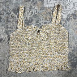 Sienna Sky Floral Yellow Cropped Smocked Tank Size M 
