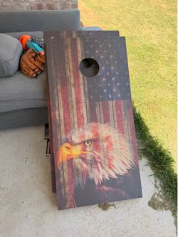 Custom American Flag & Eagle Cornhole Set – Includes All Bags