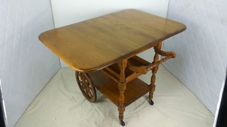 Vintage Maple drop leaf bar cart or tea cart 1950s