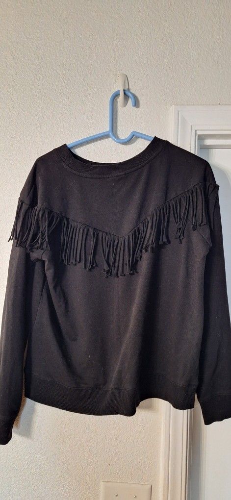 Black Fringed Sweater