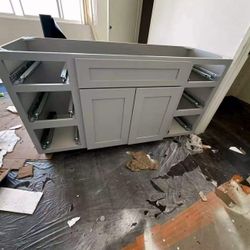 60 Matte Black Bathroom Vanity Cabinet Base (Without Countertop)