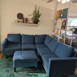 Dark Blue Sectional Couch 