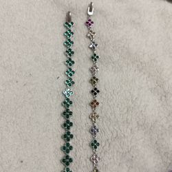 ✨ Emerald Garden & Rainbow Bloom Clover Bracelets ✨