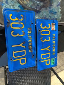 70s /80s California Blue license plates     ( pair )