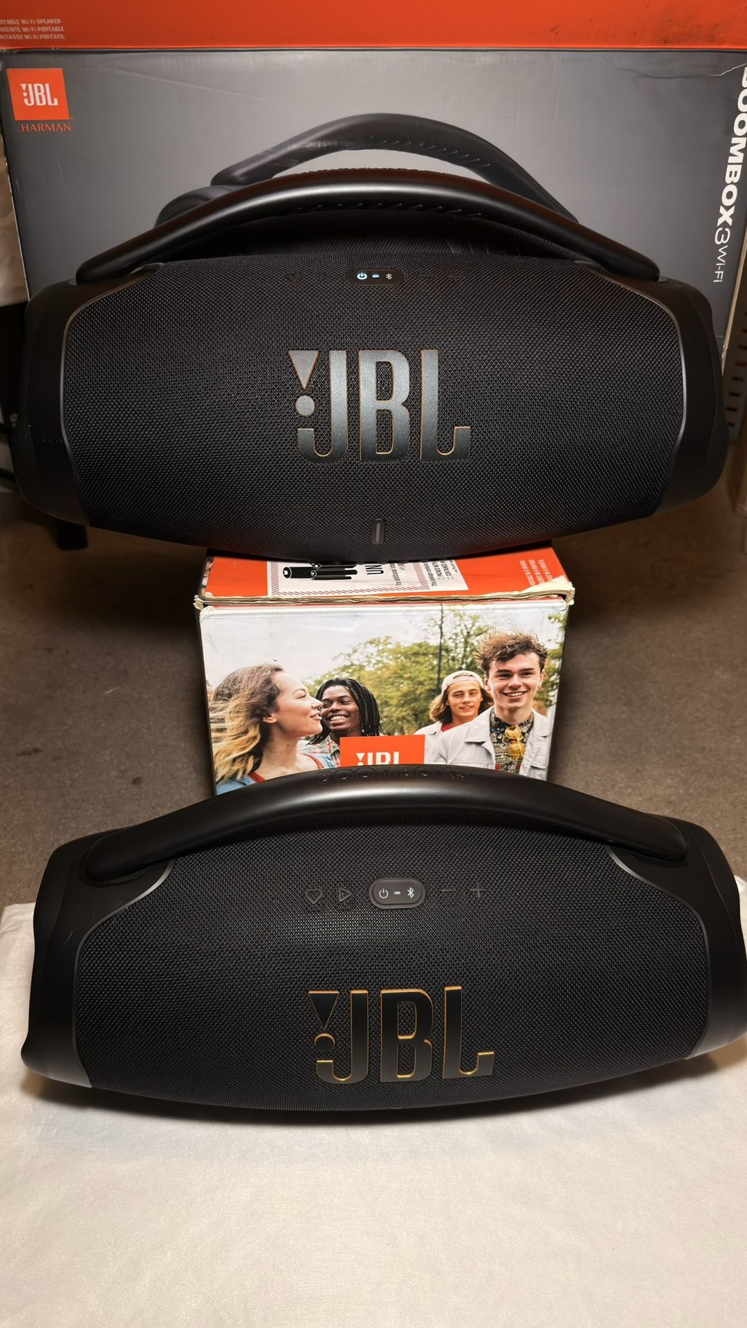 JBL Boombox 3 Wi-Fi & Bluetooth Portable Speaker β Massive Bass, 24-Hour Battery, Hi-Res Audio, Waterproof & Dustproof (IP67)