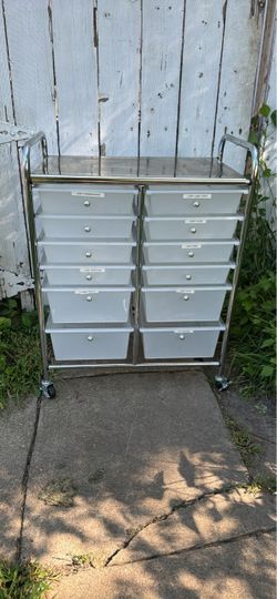 12-Drawer Rolling Organizer Cart, Frosted White