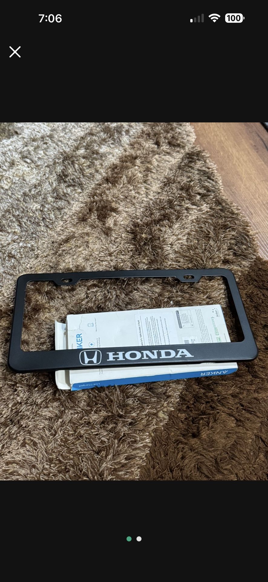 Honda License Plate. Aluminum Steel. New