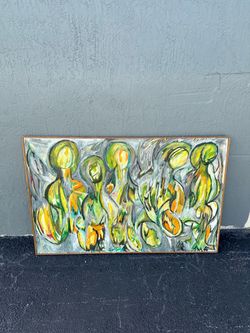 Vintage Abstract Painting Signed Swetlow MCM 50x32