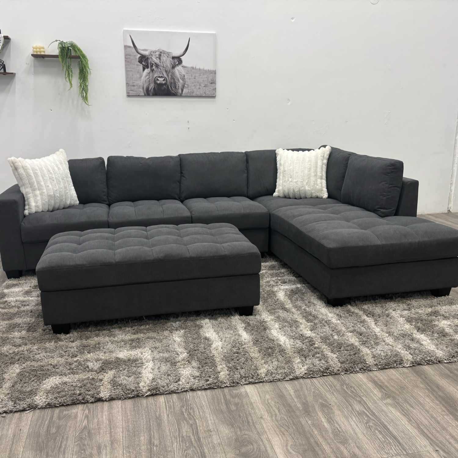 Dark Grey Sectional Couch NEW - Free Delivery