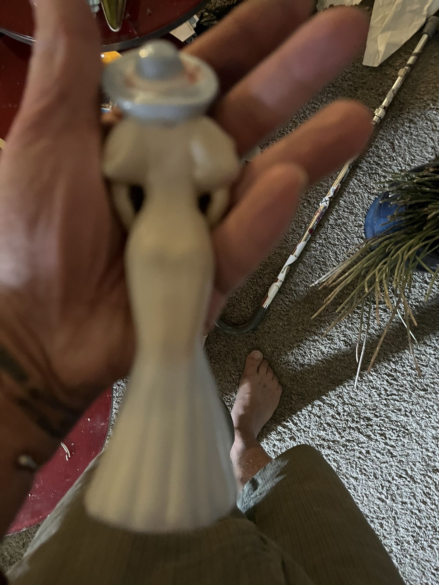 Vintage 1900’s Edwardian style porcelain Lady With hats bustle ruffles.