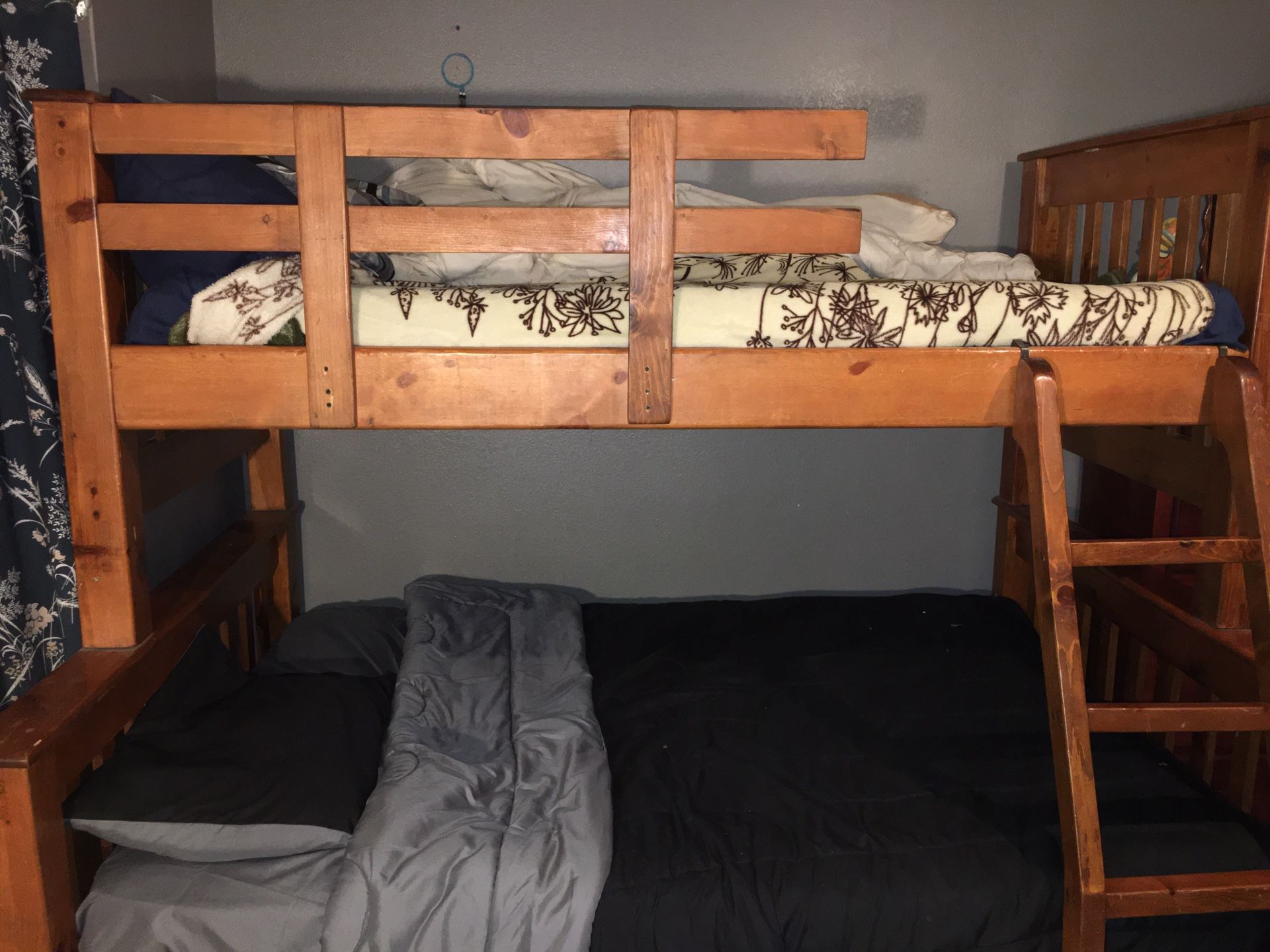 Brown bunk bed frame