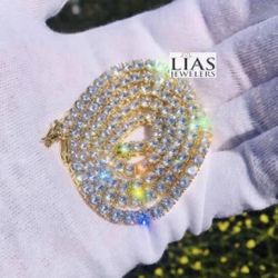 New 18k Yellow Gold Tennis Chain 