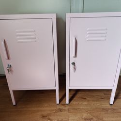 Metal pink lockers set of 2 nightstand shelves bookshelf