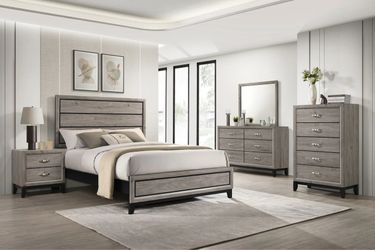 🌺 FREE DELIVERY 🌺Brand New 5PC Queen Size Bedroom Set ( Queen Bedframe, NS, Dresser, Mirror, Chest)