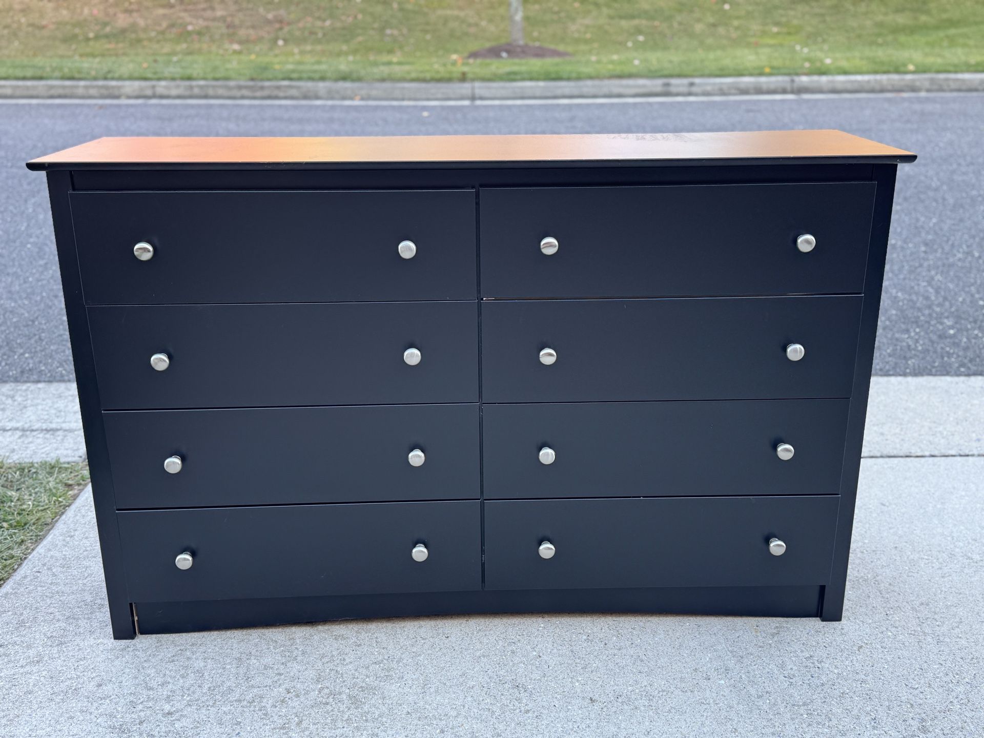 Sleek Black Wide 8‑Drawer Dresser – 59″W x 15.75″D x 37″H