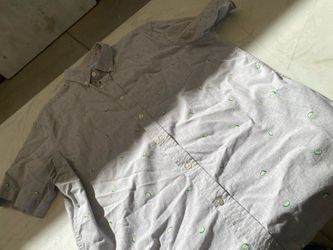 banana republic grey short sleeve limon dress shirt