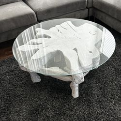 White Wood Slab Center Table 