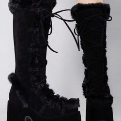 Black Fur Boots