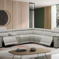 Power Reclining Sectional Top Grain Leather 