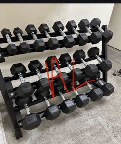 new rubber hex dumbbells weights 550 pounds (no rack)