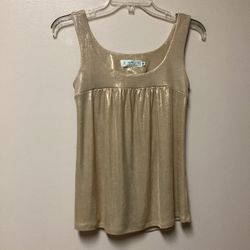 Women’s FIGHTING EEL Polyester/spandex Sleeveless gold shimmery top… Size small