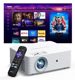 ELEPHAS Roku TV Smart Projector with Wi-Fi and Bluetooth
Built-in Roku TV, Works with Alexa & Google Home, Dolby Audio, Portable Mini Projector for Be