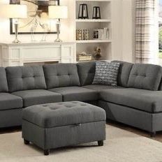 Brand New Reversible Sectional and Storage Ottoman Set