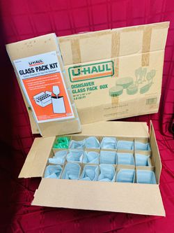 2-U-Haul Glass Pack Kits w/ Matching Box Storage Moving