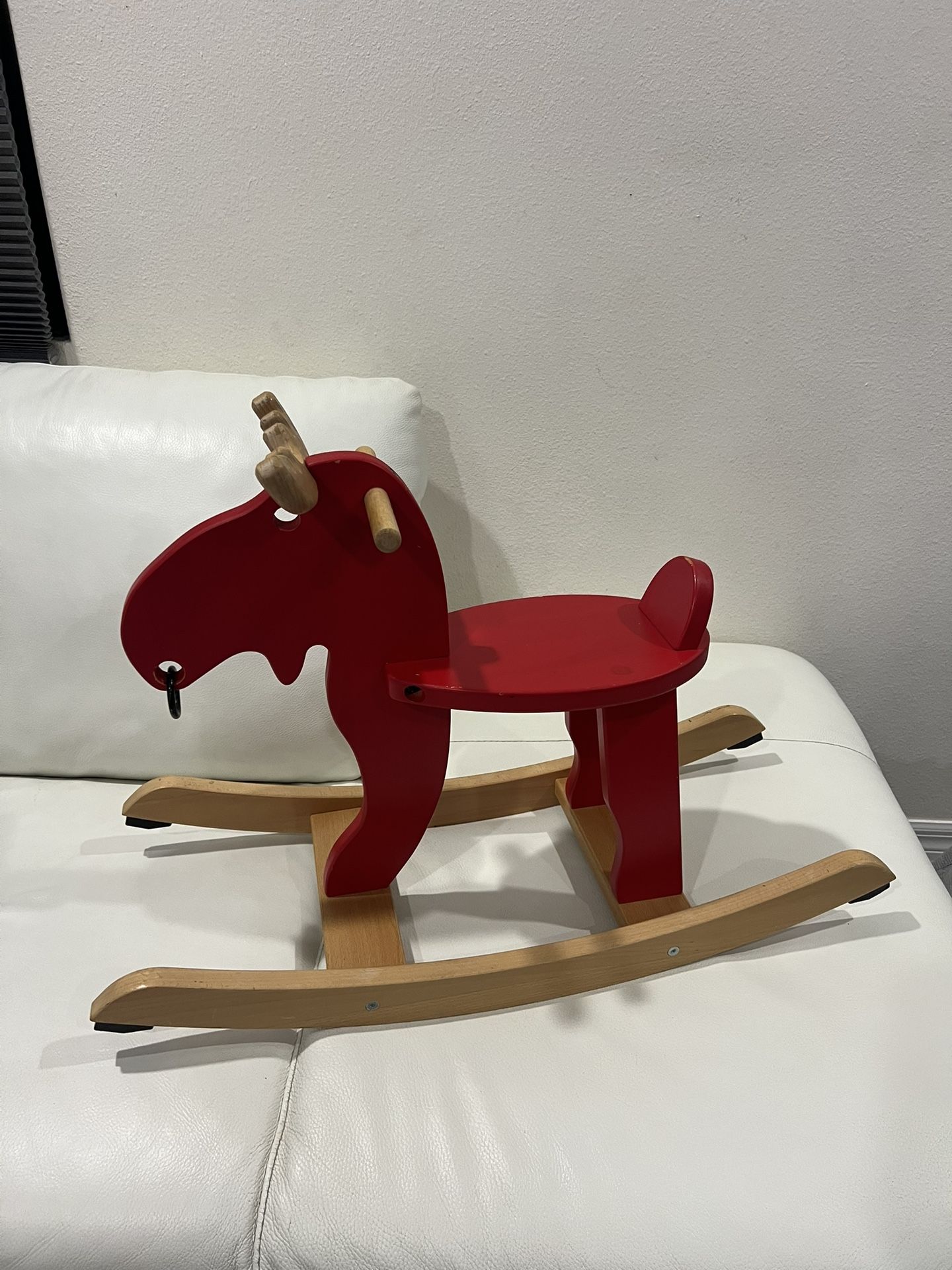 Baby, Kid Horse Wood, Rocking moose, red rubberwood